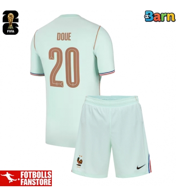 Frankrike Desire Doue #20 Bortatröja Barn VM 2026 Kortärmad (+ Korta byxor)